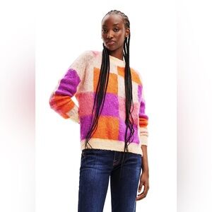 DESIGUAL Jucar Orange Pink Pullover Sweater Size Small